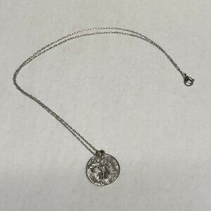 VINTAGE Beau Estate Sterling Silver Maid of Honor Disk Charm Necklace 1960's